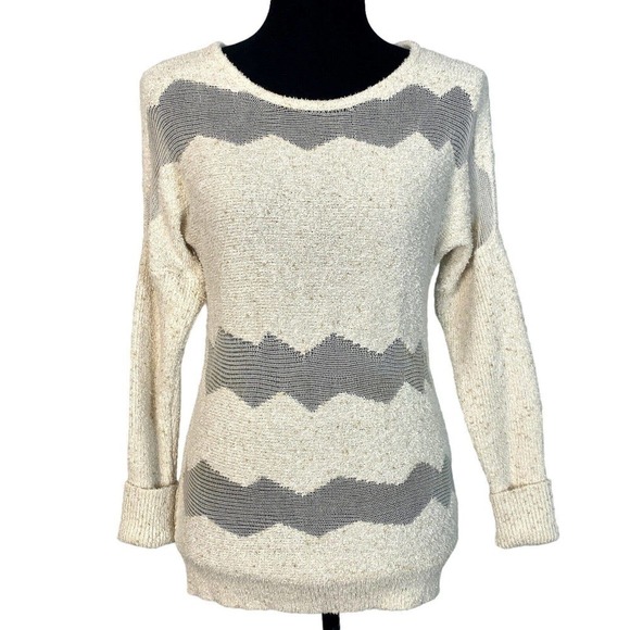ONE GREY DAY Women’s sz XS Sweater Cream Cotton Silk Blend Knit Mesh Oatmeal - Picture 1 of 7